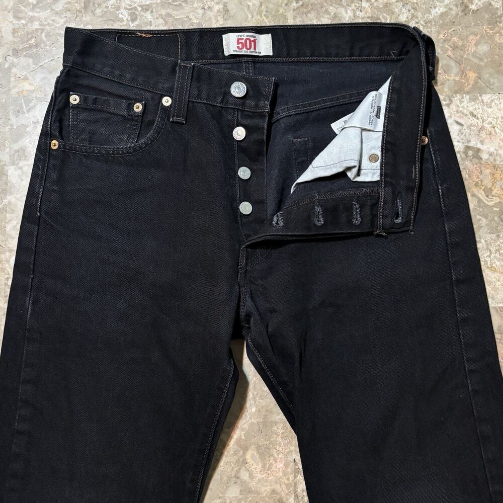 Levis Jeans Mens 29x32 (fits 30x32) Black 501 Straight Y2K Denim Button Fly